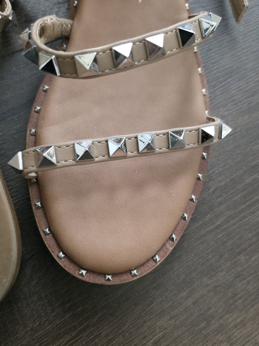 Steve Madden Womens Nude Studded Strap Spring Summer Sandals - Picture 5 of 5